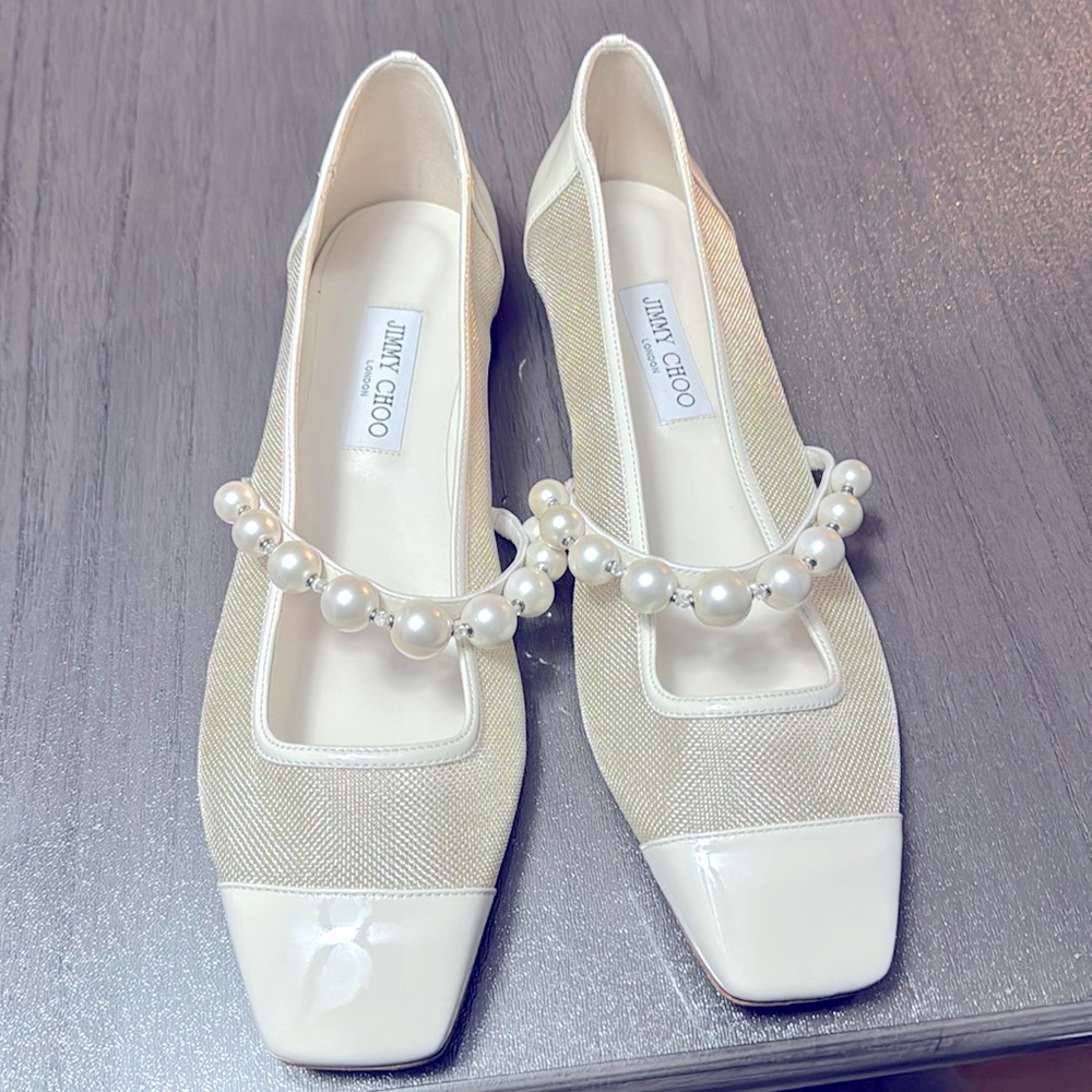White and silver Jimmy Choo shoes flats
